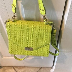 Lime green Brahmin purse or shoulder bag.